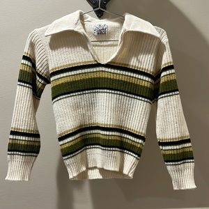 Vintage 1960s striped collared sweater